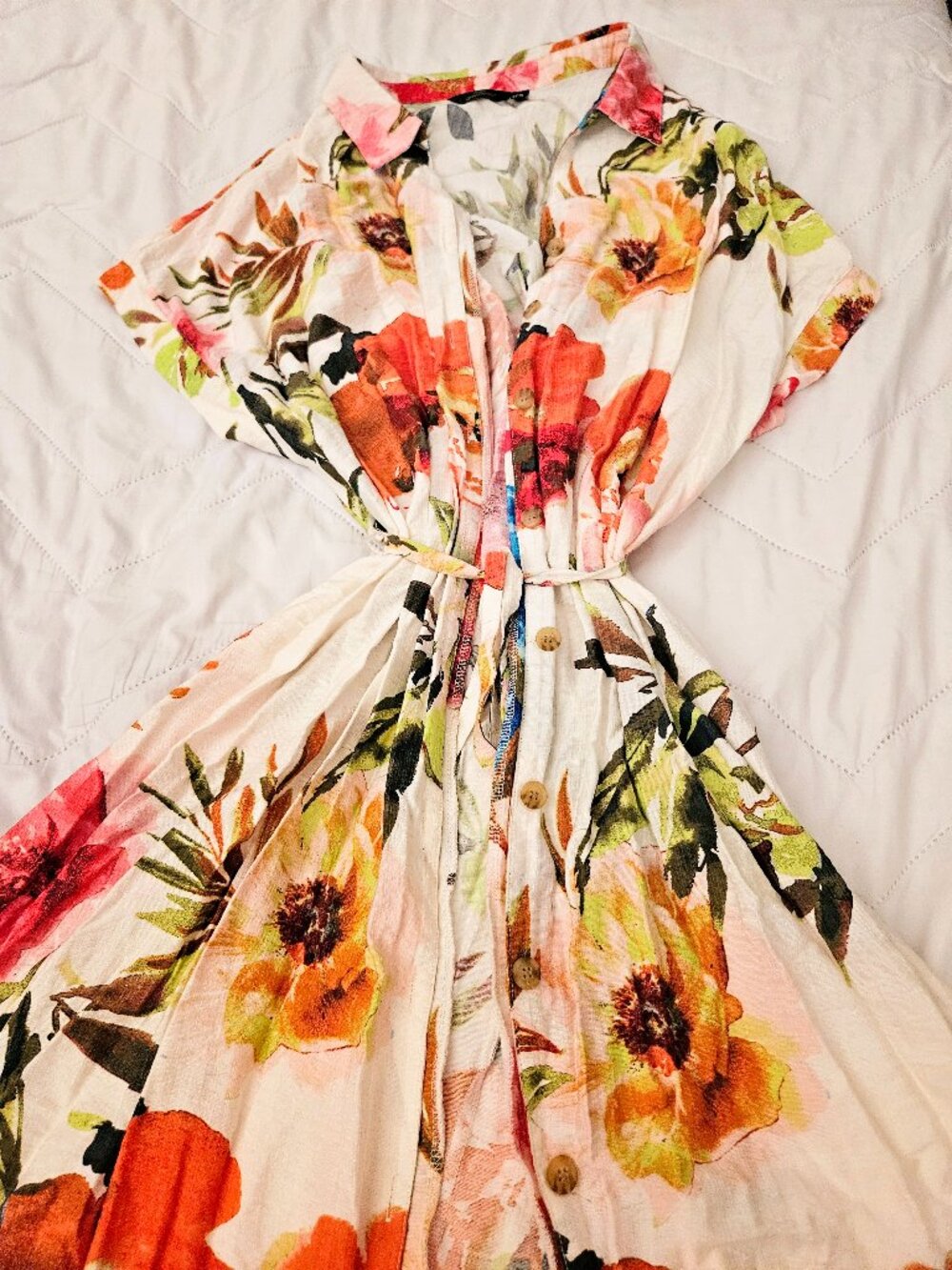 Mlle Gabrielle Brand Button maxi Dress swim cover Adjustable Waist Size 3X